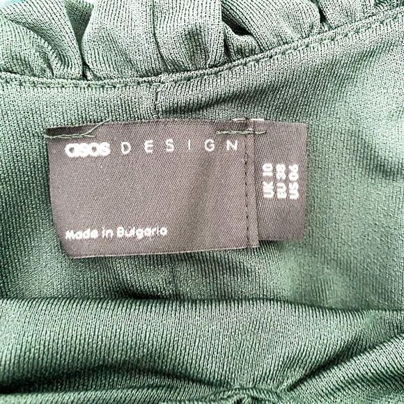 Asos Design Dark Green Sleeveless Adjustable Strap Mdid V Neck Dress US 6 - Picture 4 of 9